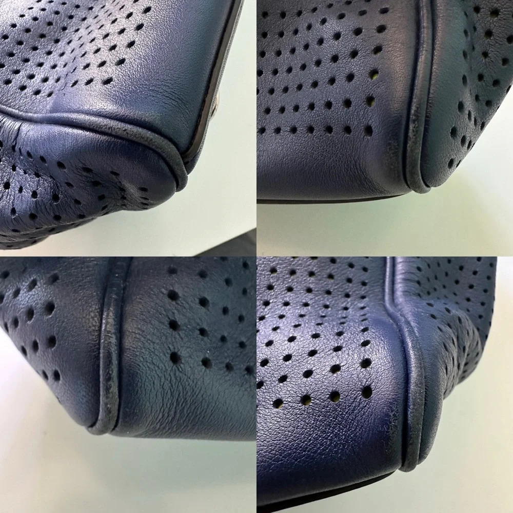COACH Y2K Legacy Carryall Tote Navy Blue Citrine Perforated Shoulder Bag 22390 - Picture 15 of 15